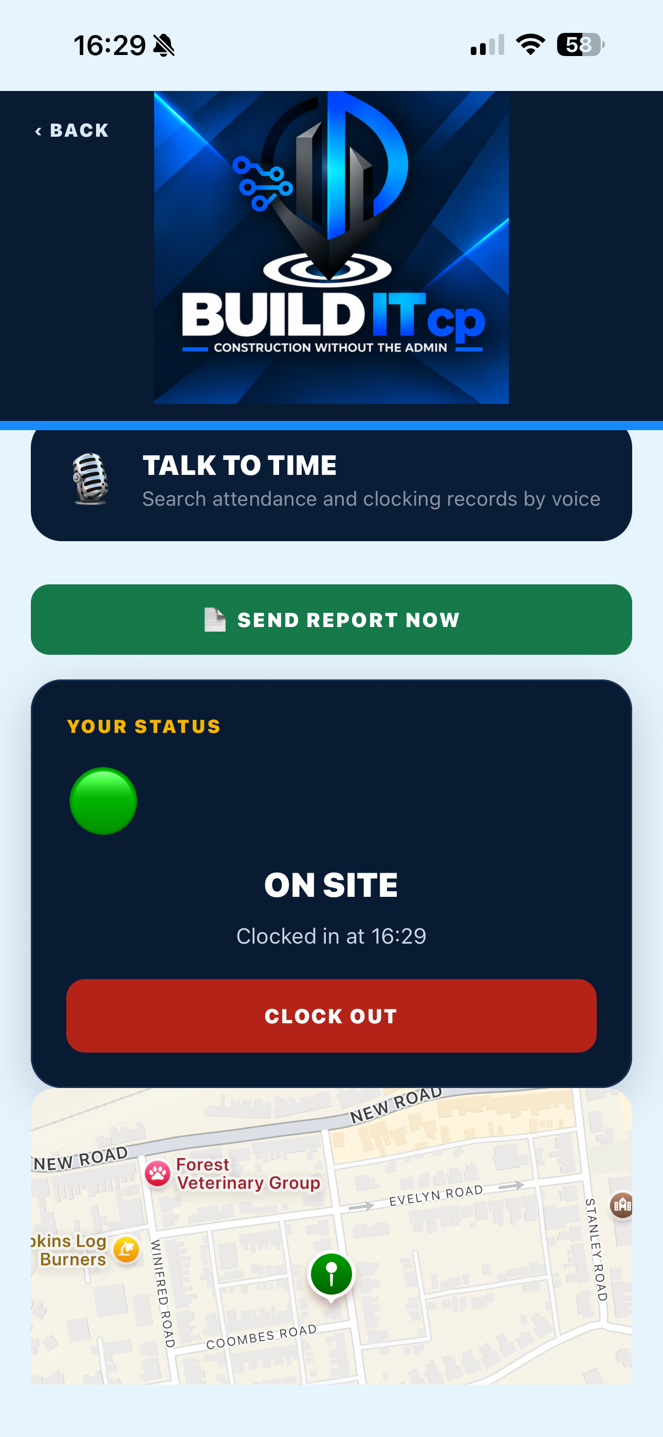 BUILD IT CP clock in screen