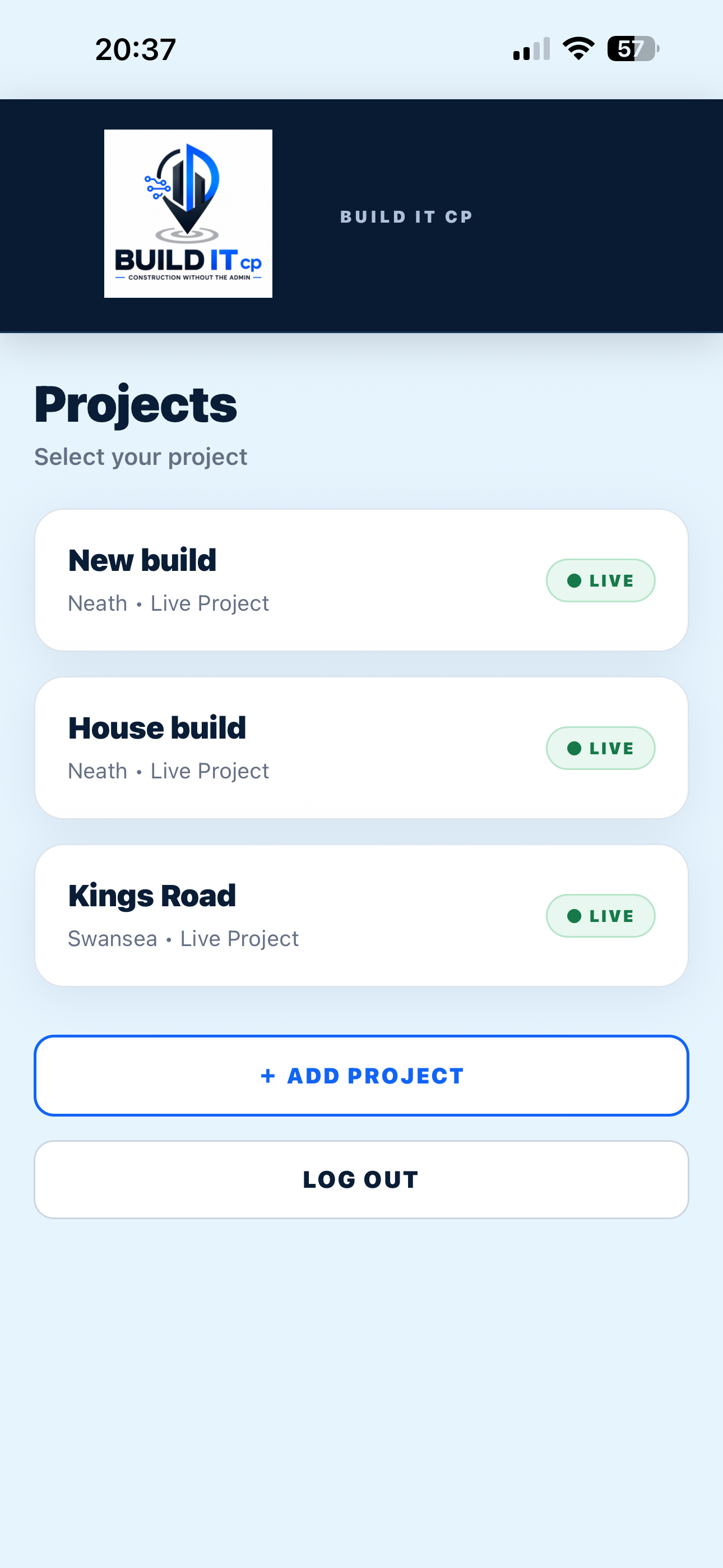 BUILD IT CP projects screen